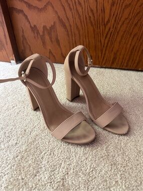 Charlotte Russe Nude Block Heel Ankle Strap Sandals